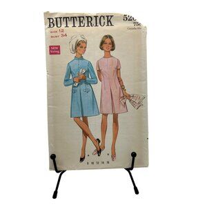 Sewing Pattern Misses One-Piece Dress Box Pleat 1960s Size 12 Butterick Vtg